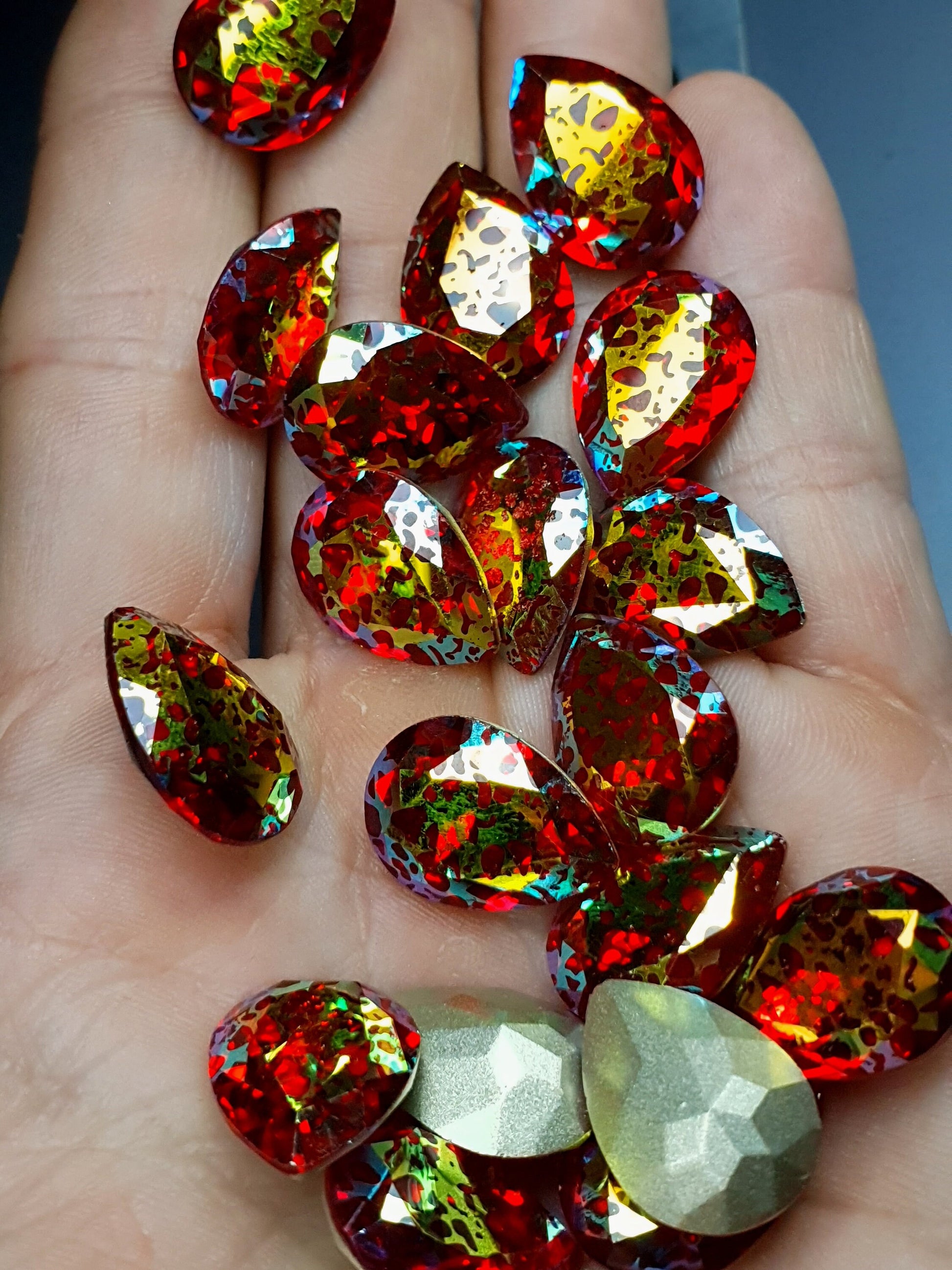 Glass crystal - Pear - 18 mm - Red leopard