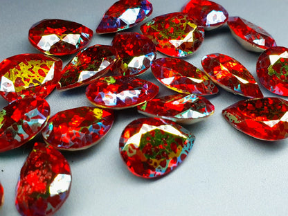 Glass crystal - Pear - 18 mm - Red leopard