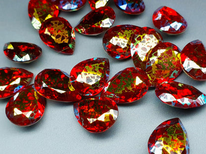 Glass crystal - Pear - 18 mm - Red leopard