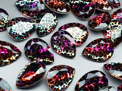 Glass crystal - Pear - 18 mm - Purple leopard