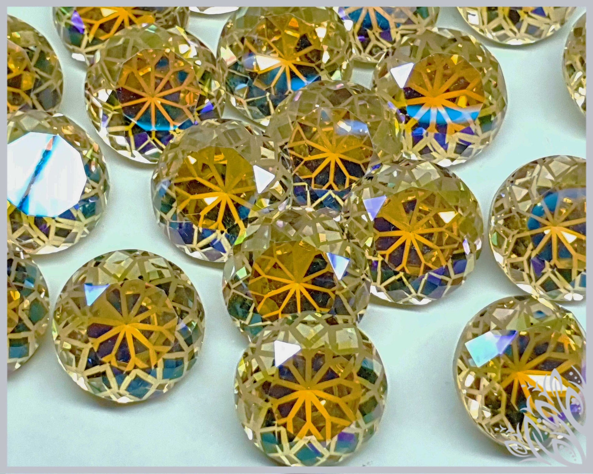 Glass crystal - round - 14 mm - Sunflower yellow