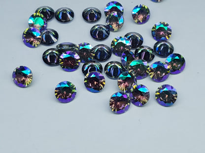 Cubic zirconia - purple AB - 8 mm - round faceted cut