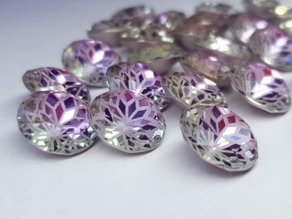 Glass crystal - round - 14 mm - Lavender