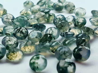 Moss agate - loose gemstone - various sizes - round faceted cut