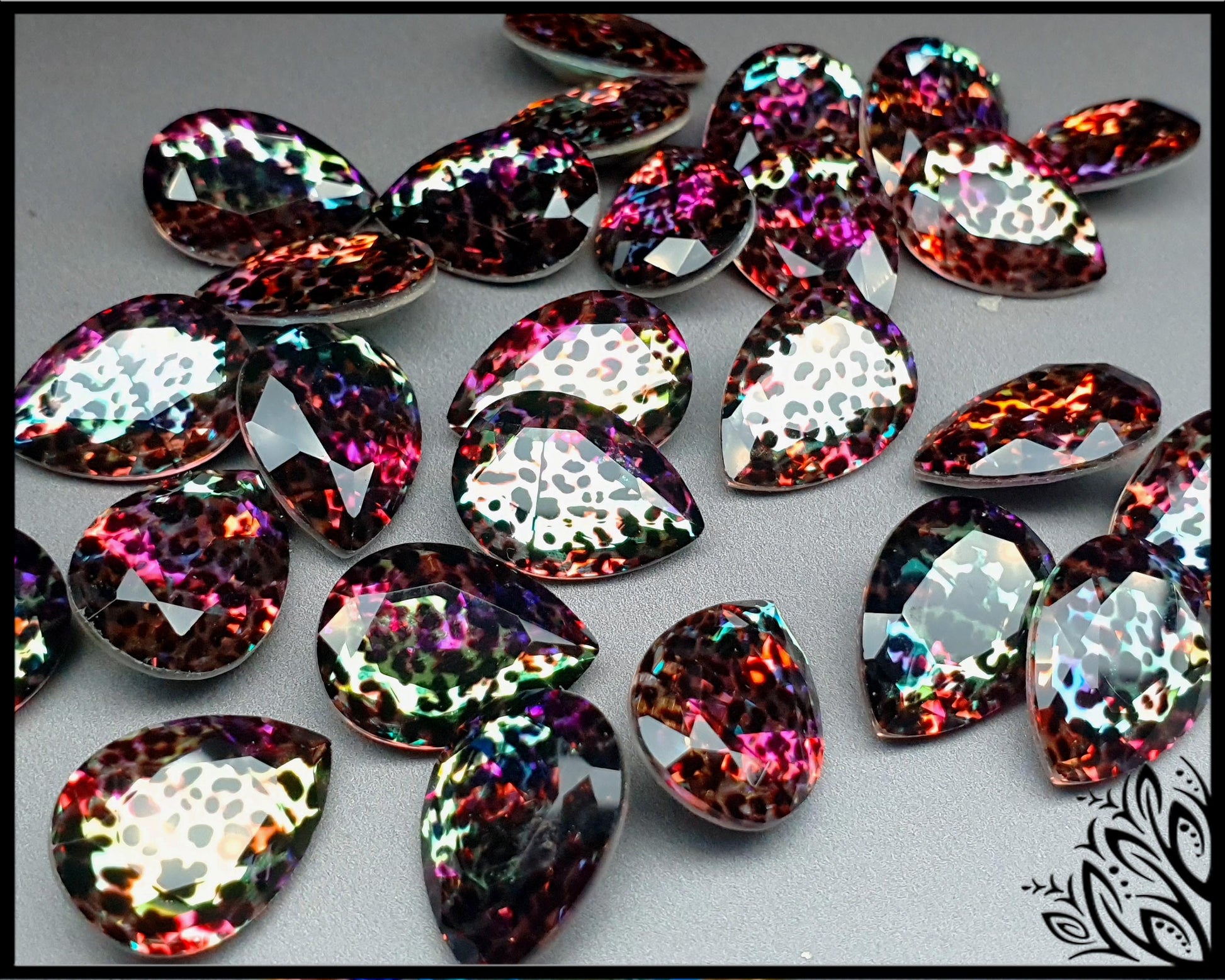 Glass crystal - Pear - 18 mm - Purple leopard