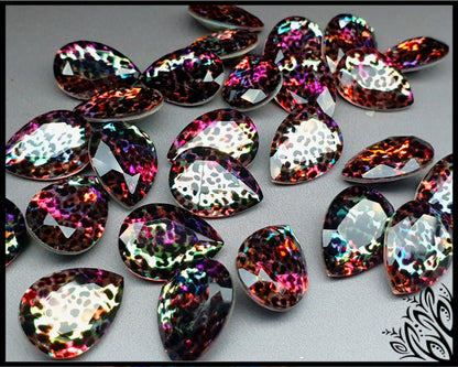 Glass crystal - Pear - 18 mm - Purple leopard