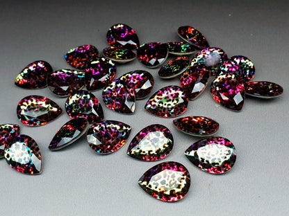 Glass crystal - Pear - 18 mm - Purple leopard