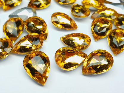 Glass crystal - Pear - 14 mm - Gold