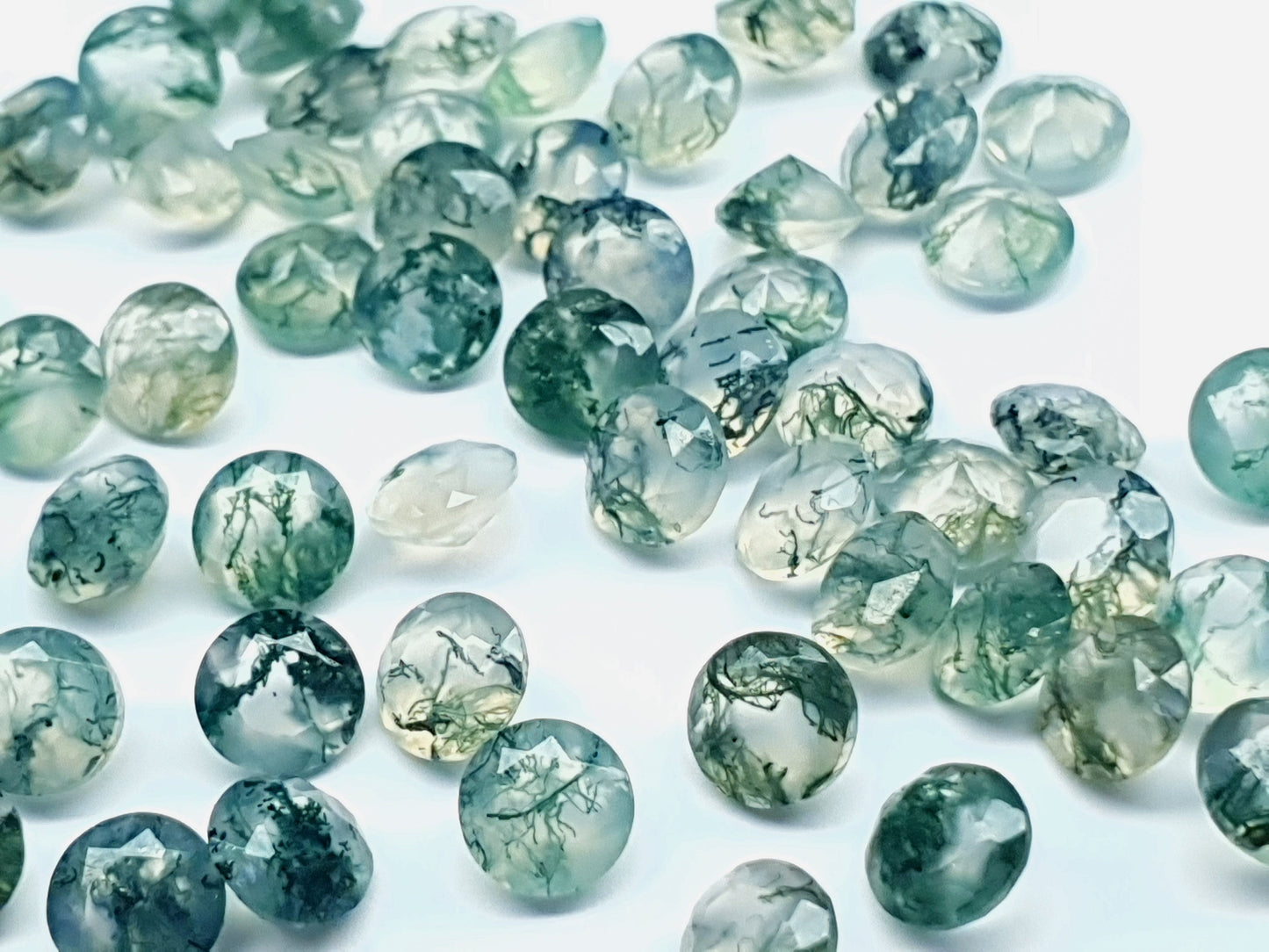 Moss agate - loose gemstone - various sizes - round faceted cut