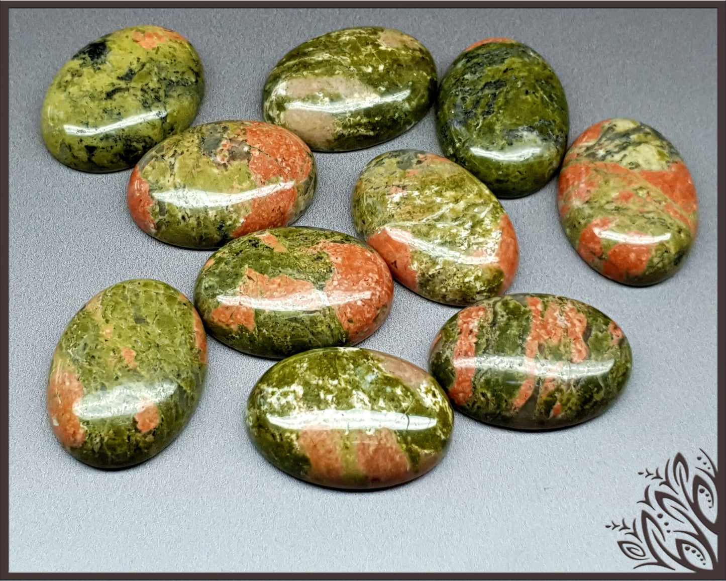 GSO059 - unakite - 25x18mm - oval imbali crafts