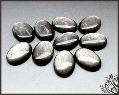 Silver obsidian oval 25 mm imbali crafts