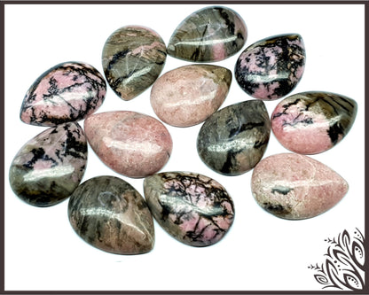 Rhodonite cabochon - pear - 30 mm