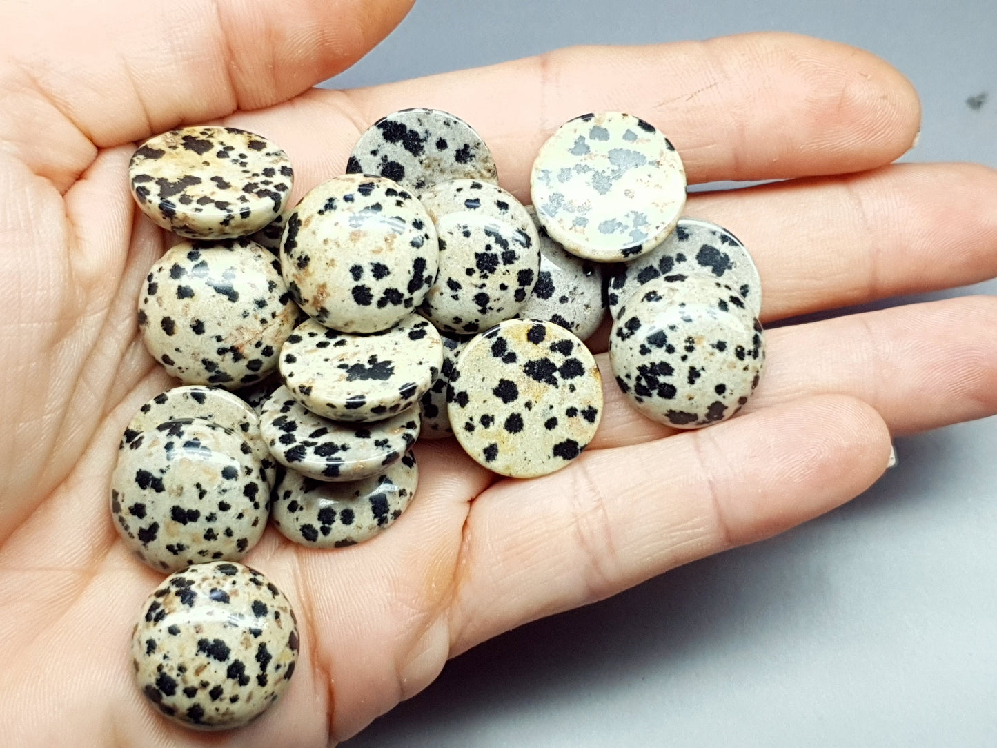 Dalmation jasper cabochon - round - 18 mm