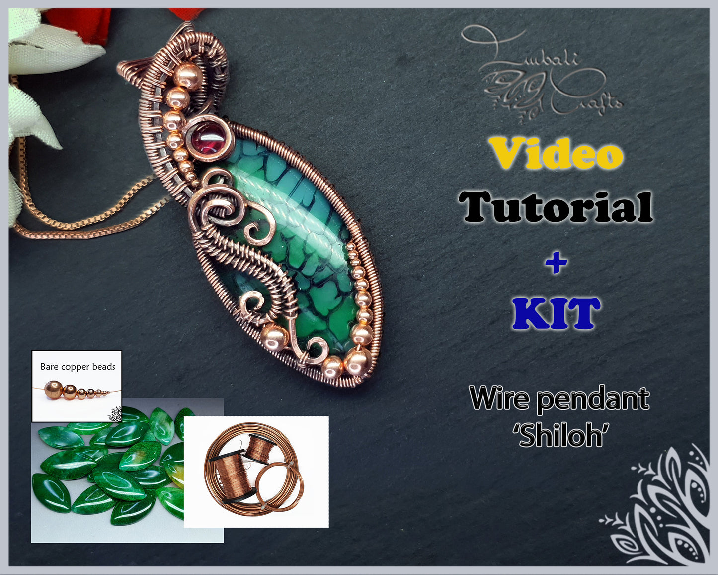 Kit + VIDEO Tutorial - Shiloh- wire weaving pattern - pendant tutorial - wire pendant