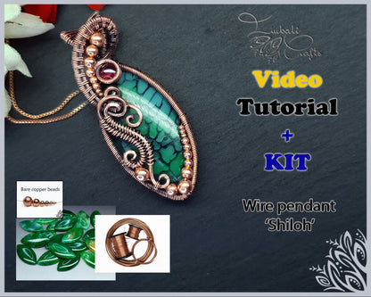 Kit + VIDEO Tutorial - Shiloh- wire weaving pattern - pendant tutorial - wire pendant