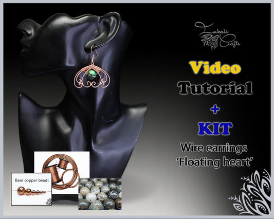 Video + kit - 'floating heart' wire earrings tutorial