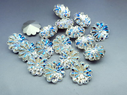 Resin flower - moonstone - round - 18 mm