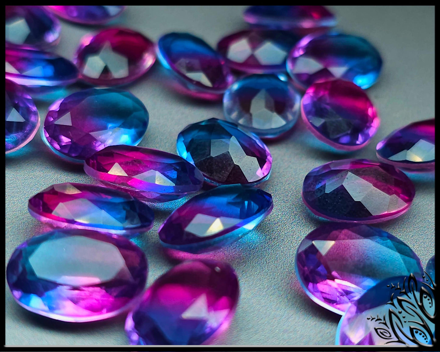 Glass crystal - Oval - 14 mm - purple blue ombre