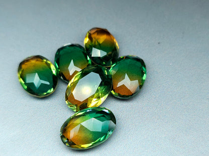 Glass crystal - Oval - 18 mm -green yellow ombre