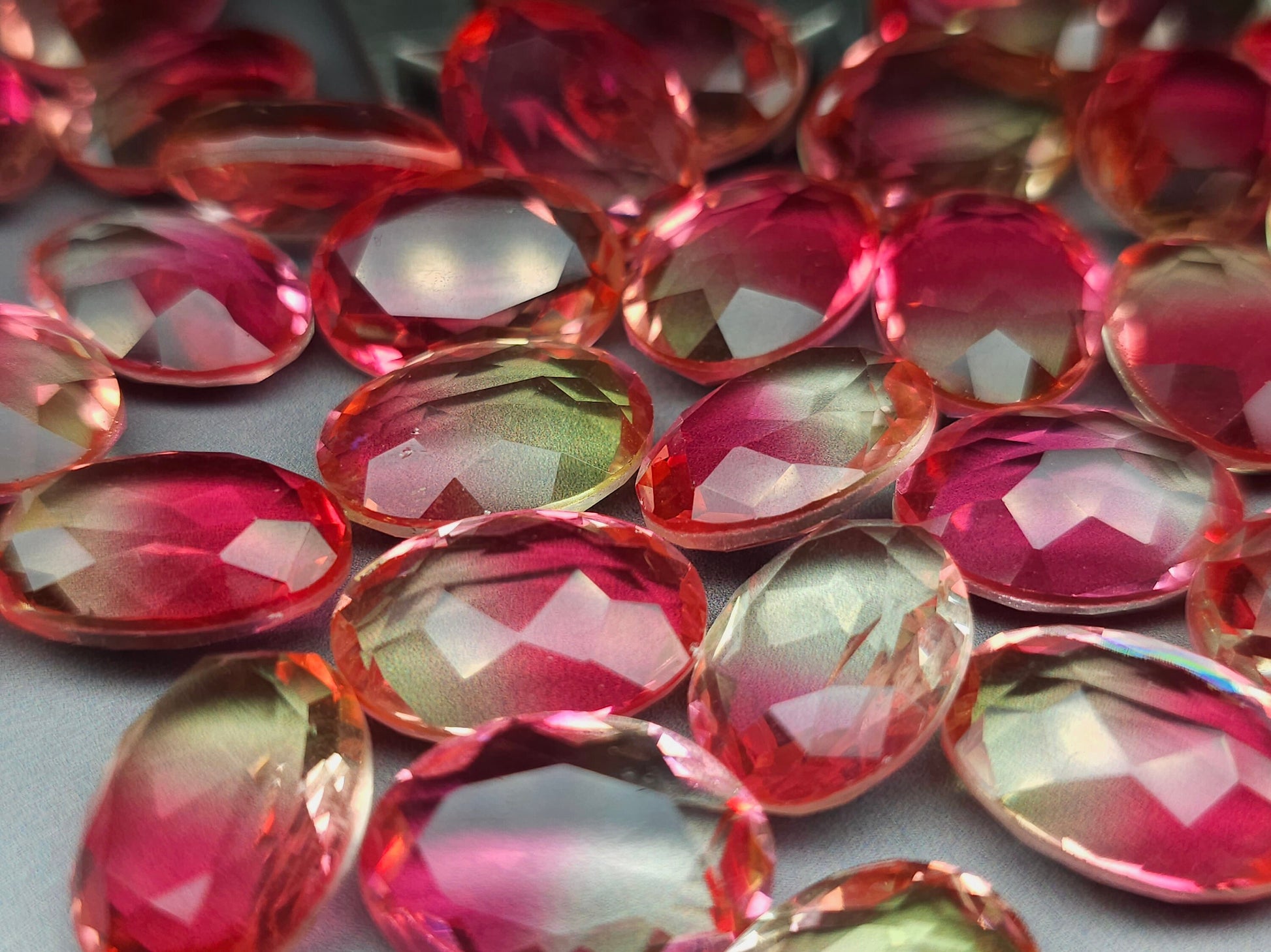 Glass crystal - Oval - 18 mm - yellow pink ombre