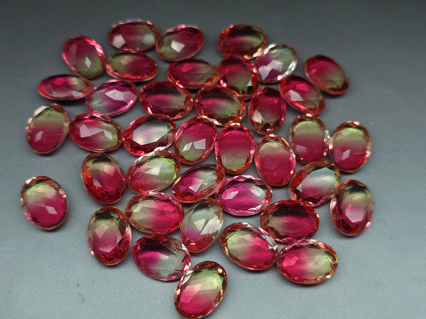 Glass crystal - Oval - 18 mm - yellow pink ombre