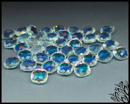 Glass crystal - aura quartz - 8 mm - green & blue