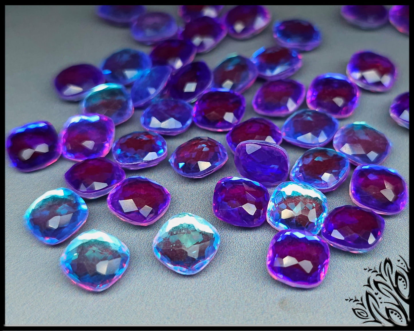 Glass crystal - aura quartz - 8 mm - Purple & turquoise