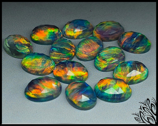 aurora opal doublet cabochon - oval - 20 mm