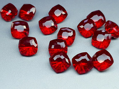 Glass crystal - square - 10 mm - solid red starburst