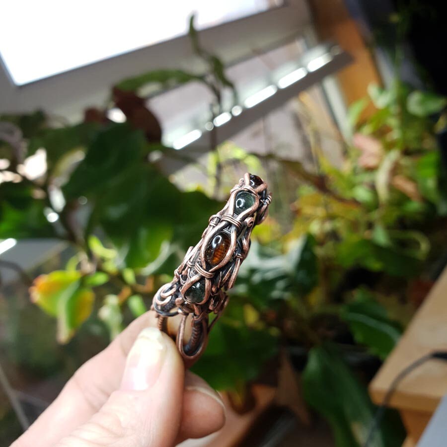 Double sided labradorite copper pendant