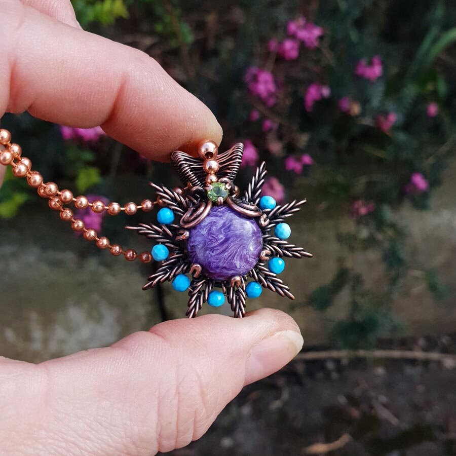 Copper charoite pendant 'Vega'