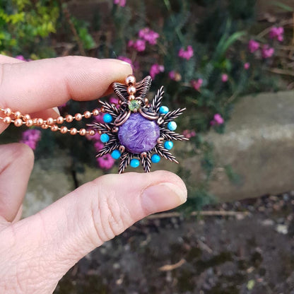 Copper charoite pendant 'Vega'