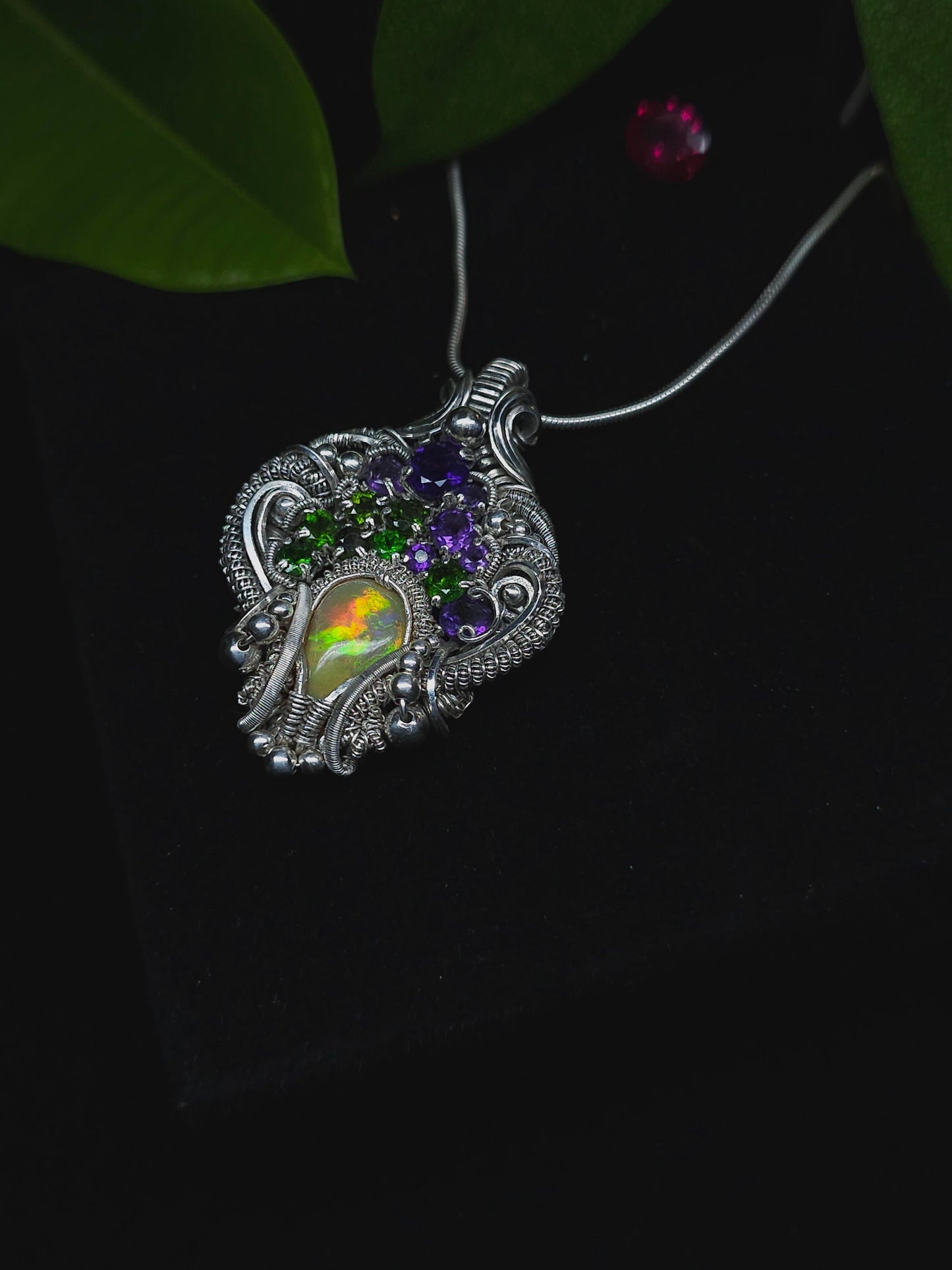 Gaia - Silver & Ethiopian opal pendant