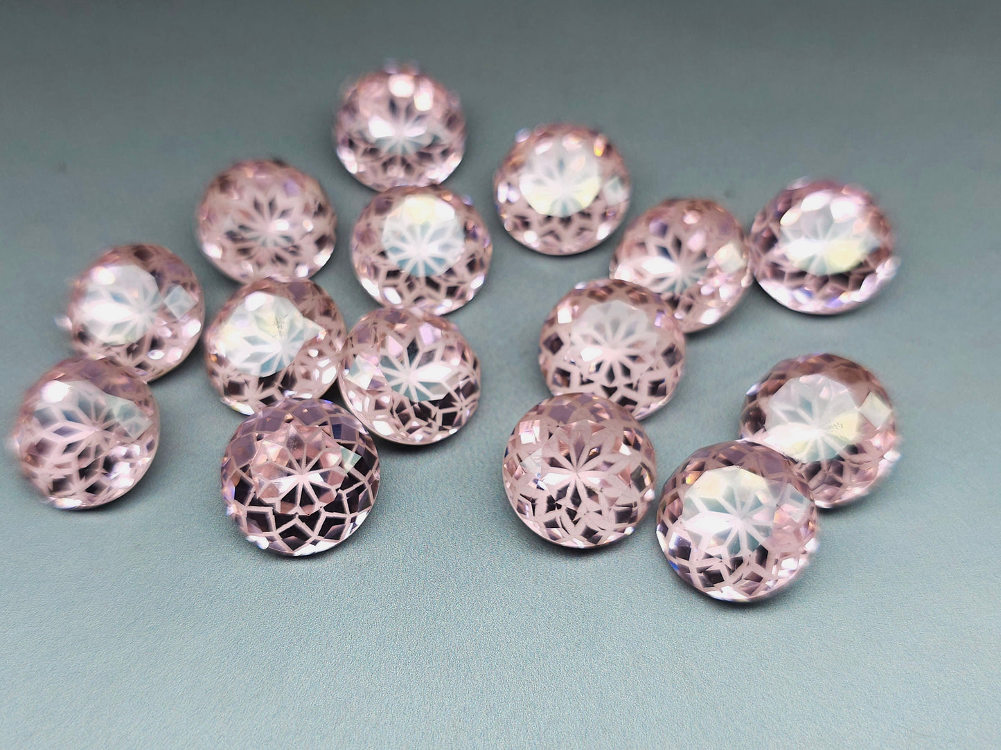 Glass crystal - round - 14 mm - Morganite pink