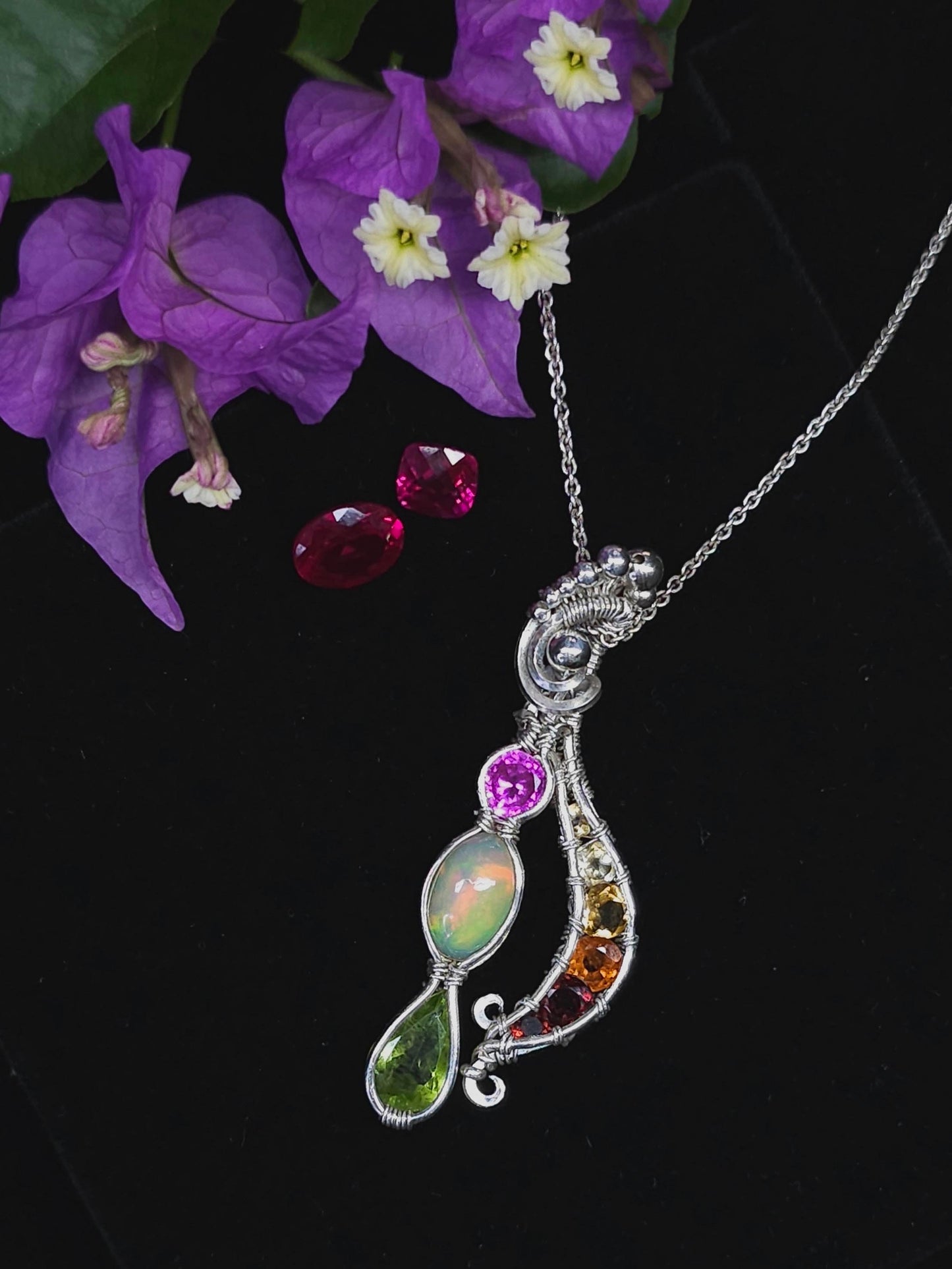 Modern twist - Silver & Ethiopian opal pendant