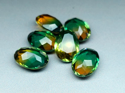 Glass crystal - Oval - 18 mm -green yellow ombre