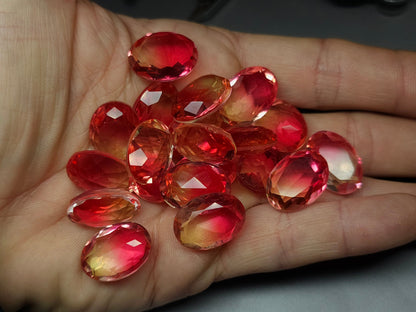 Glass crystal - Oval - 18 mm - yellow pink ombre