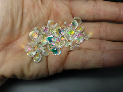 Glass crystal - aura quartz - 8 mm - green & blue