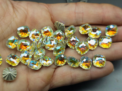 Glass crystal - square - 10 mm - Starburst - Sunflower