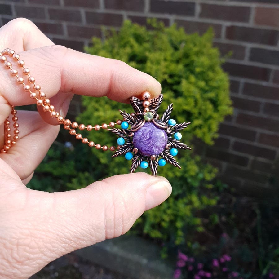 Copper charoite pendant 'Vega'