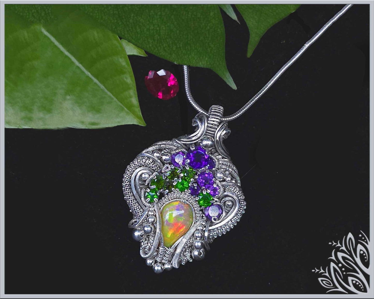 Gaia - Silver & Ethiopian opal pendant