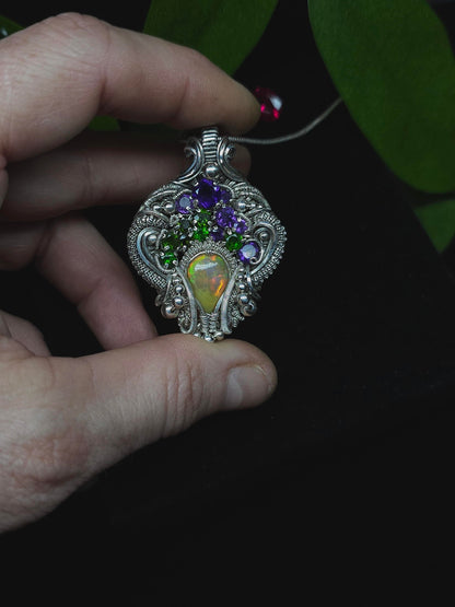 Gaia - Silver & Ethiopian opal pendant