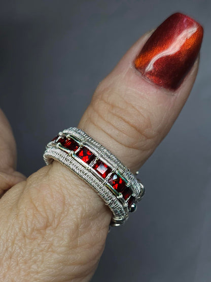 Logi - Amethyst and garnet silver ring