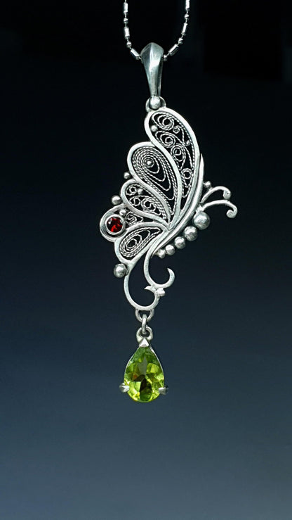 Butterfly filigree pendant