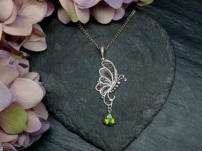 Butterfly filigree pendant