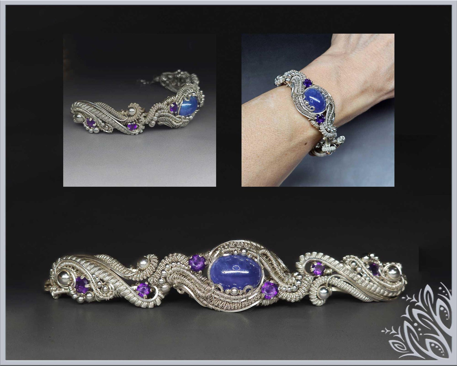 Silver & tanzanite heady bracelet