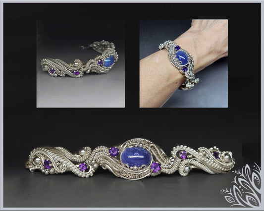 Silver & tanzanite heady bracelet