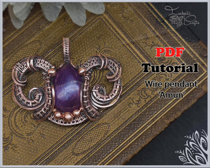 PDF Tutorial - Amun - wire weaving pattern - pendant tutorial - wire pendant