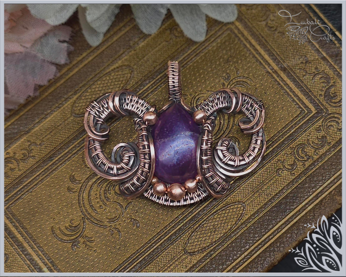 Amethyst & copper pendant 'Amun'