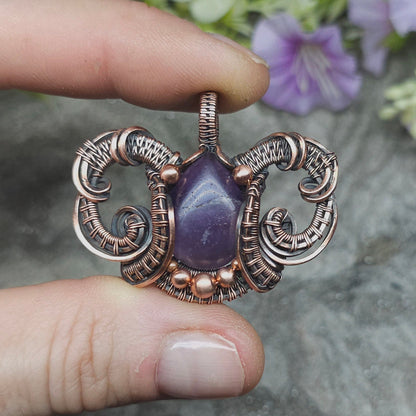 Amethyst & copper pendant 'Amun'